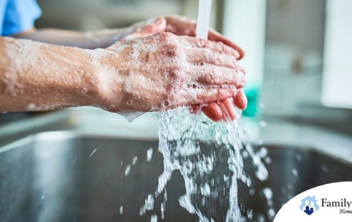 Observing hand hygiene as a part of caregiver wellness during flu season.