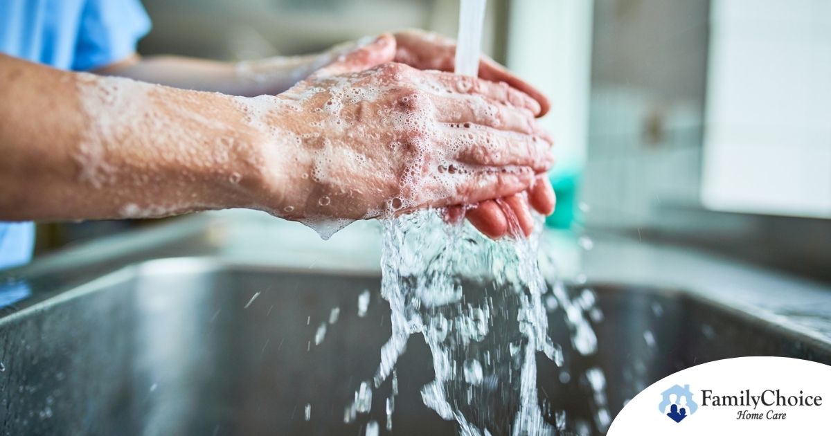 Observing hand hygiene as a part of caregiver wellness during flu season.